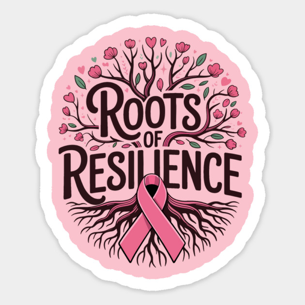 Roots of Resilience Breast Cancer Awareness Tree Pink Ribbon Sticker by ism's Store