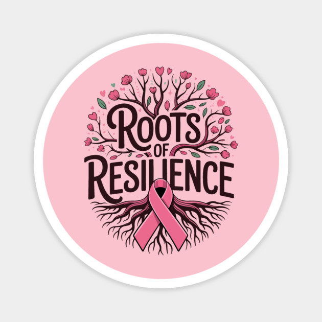 Roots of Resilience Breast Cancer Awareness Tree Pink Ribbon Magnet by ism's Store
