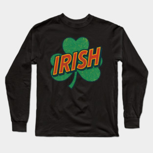 Irish Retro Comic Book Style Logo Long Sleeve T-Shirt