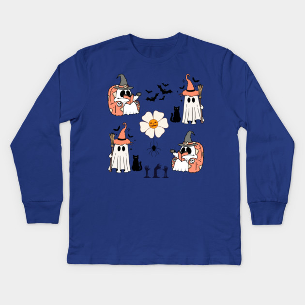 Ghost Boo Halloween Kids Long Sleeve T-Shirt by The WYLD Tribe