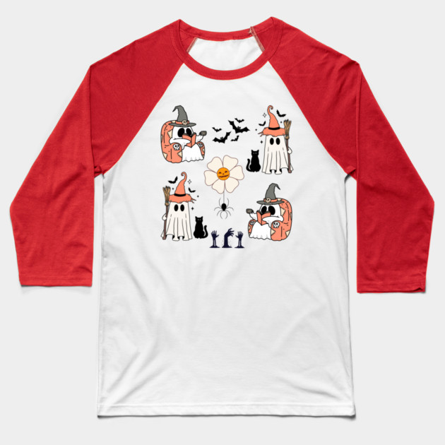Ghost Boo Halloween Baseball T-Shirt by The WYLD Tribe