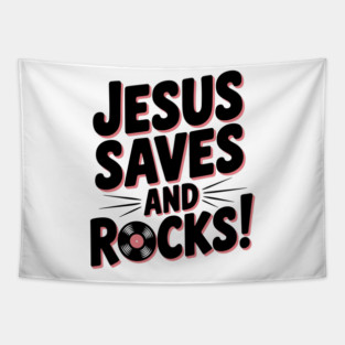 Jesus Saves and Rocks Tapestry