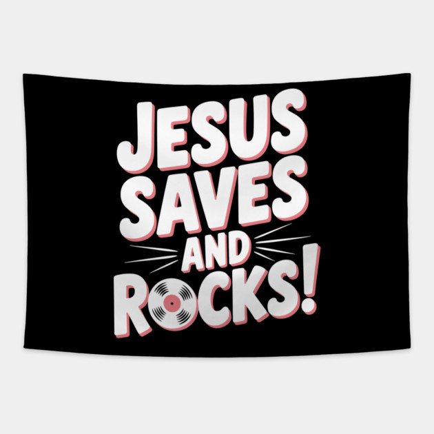 Jesus Saves and Rocks Tapestry by Frank Ring