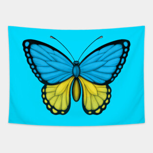 Ukrainian Flag Butterfly Tapestry
