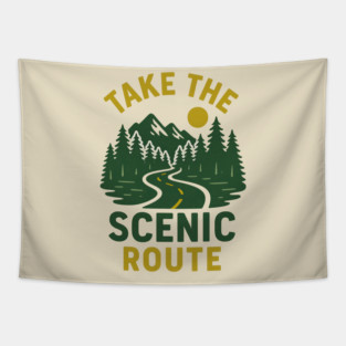 Take The Scenic Route, Road Trip Design, Adventure Travel, Wanderlust Gift Tapestry