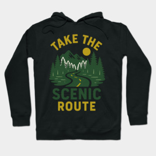 Take The Scenic Route, Road Trip Design, Adventure Travel, Wanderlust Gift Hoodie
