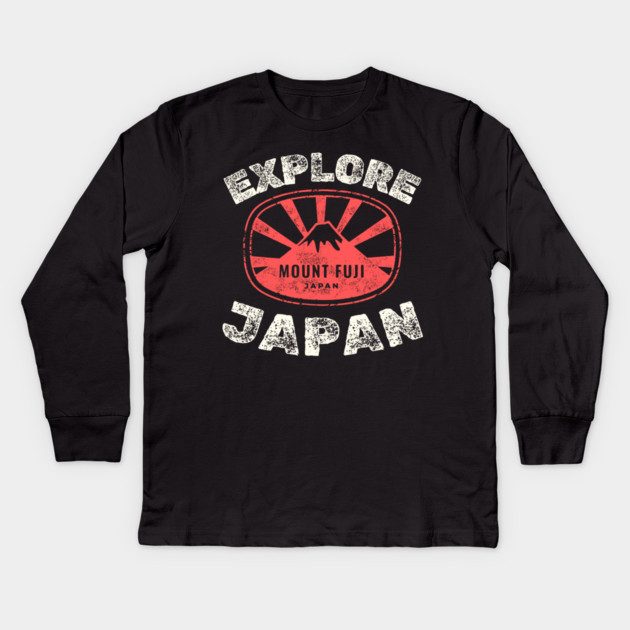 Explore Japan – Mount Fuji Travel Adventure Graphic Gift Kids Long Sleeve T-Shirt by MakerMind8.2