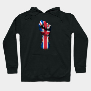 Flag of United Kingdom on a Raised Clenched Fist Hoodie