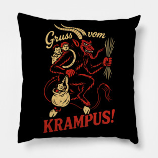Gruss Vom Krampus Vintage Christmas Horror Retro T-Shirt Pillow