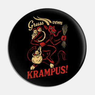 Gruss Vom Krampus Vintage Christmas Horror Retro T-Shirt Pin