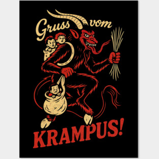 Gruss Vom Krampus Vintage Christmas Horror Retro T-Shirt Posters and Art