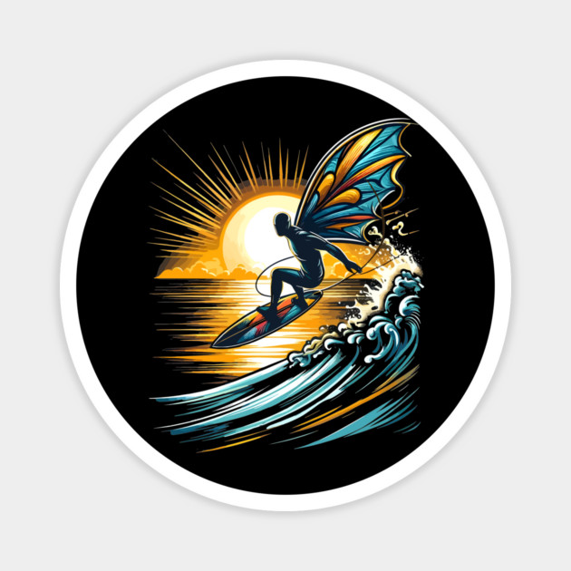 Surfboarder Sunset Wave Surfing Surfboard Lover Beach Surfer Magnet by ism's Store