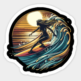 Women's surfing windsurf Wavy Style Surf Water Sports Lover Sticker