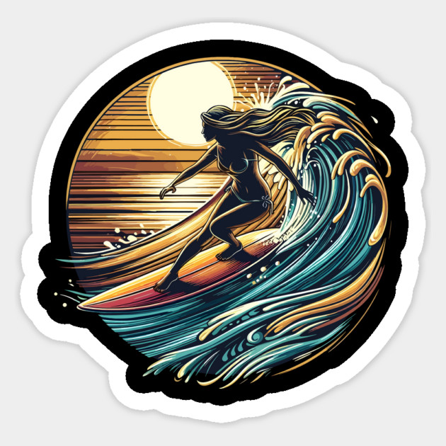 Women's surfing windsurf Wavy Style Surf Water Sports Lover Sticker by ism's Store