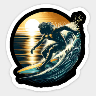 Surfer Graphic Surfboard Sunset Surfers Surfing Water Sport Magnet