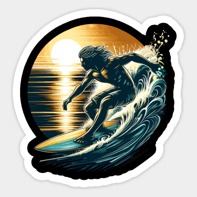 Surfer Graphic Surfboard Sunset Surfers Surfing Water Sport Magnet by ism's Store