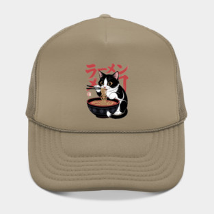 Funny Ramen Cat Eating Noodles Style 02 Hat