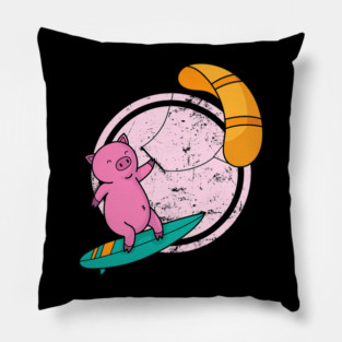 Pig at Kite Surfing Pillow