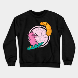 Pig at Kite Surfing Crewneck Sweatshirt