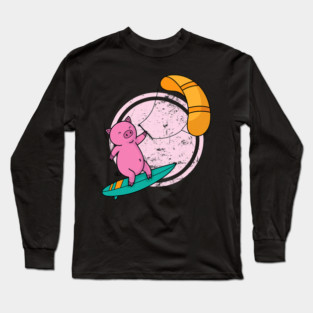 Pig at Kite Surfing Long Sleeve T-Shirt