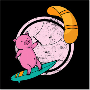 Pig at Kite Surfing Posters and Art