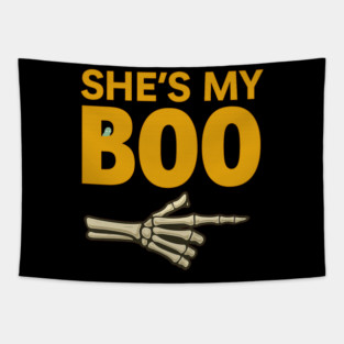 She’s My Boo Matching Halloween Couples Pajama Shirt Tapestry