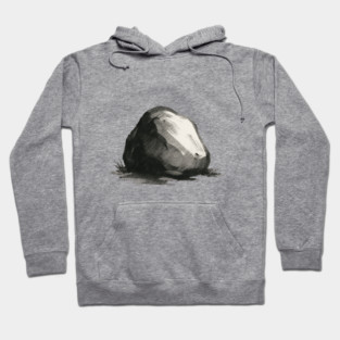 Minimalist Rock – Ink Brush Nature Sketch Hoodie
