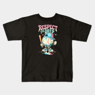 Baseball Ice Cream Drip For Boys Girls Respect The Drip Kids T-Shirt