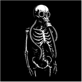Retro Skeleton Gas Mask Illustration Posters and Art