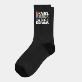 Brains Books and Big Dreams Cool Back to School Kids Student Socks