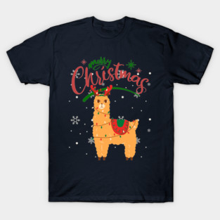 Cute Merry Christmas Llama T-Shirt