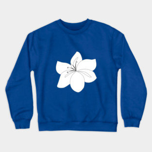 Black and White Line Art Flower, Lily Flower Drawing, Botanical Outline Crewneck Sweatshirt