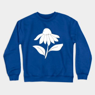 Simple Line Art Flower, Black and White Daisy, Floral Line Drawing Crewneck Sweatshirt