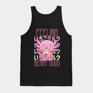 Feeling Berry Good Kawaii Strawberry Milkshake Axolotl Tank Top