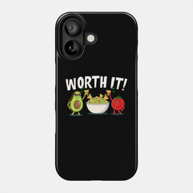 Worth It Funny Guacamole Avocado Tomato Chips Phone Case by belownormal