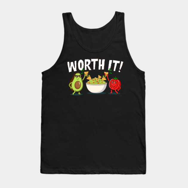 Worth It Funny Guacamole Avocado Tomato Chips Tank Top by belownormal