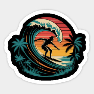 Retro Surfing Sunset design Vintage Beach Surfer Design Magnet