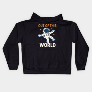 Out of This World Floating Astronaut Space Humor Graphic Gift Kids Hoodie