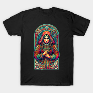 Baba Yaga Slavic Witch Ornate Folk Art T-Shirt T-Shirt