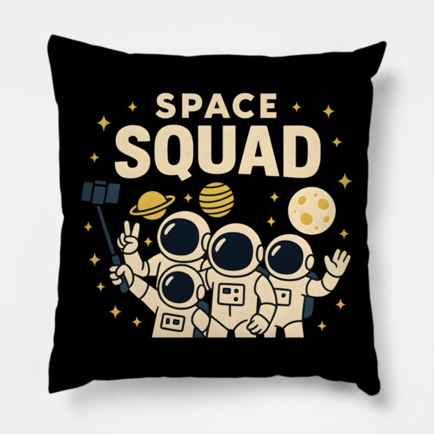 Space Squad – Funny Astronaut Group Selfie Space Humor Graphic Pillow by MakerMind8.2