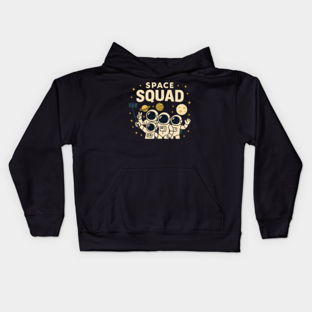 Space Squad – Funny Astronaut Group Selfie Space Humor Graphic Kids Hoodie by MakerMind8.2