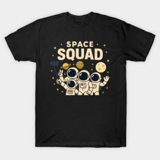 Space Squad – Funny Astronaut Group Selfie Space Humor Graphic T-Shirt