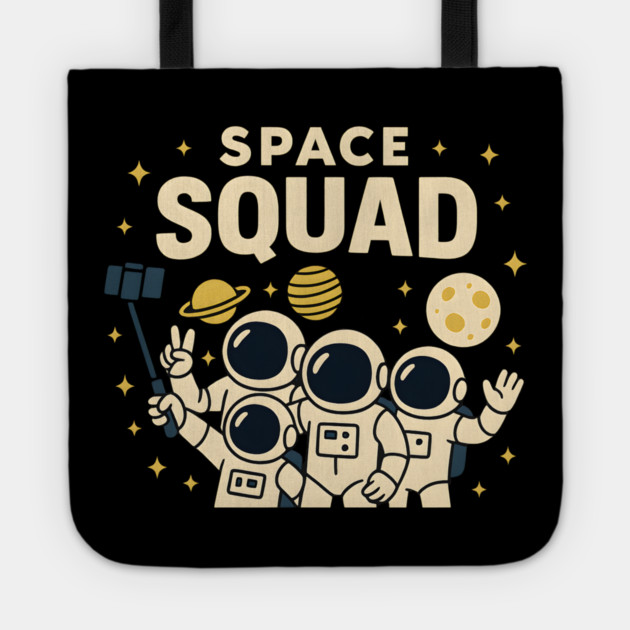 Space Squad – Funny Astronaut Group Selfie Space Humor Graphic Tote by MakerMind8.2