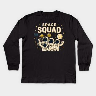 Space Squad – Funny Astronaut Group Selfie Space Humor Graphic Kids Long Sleeve T-Shirt