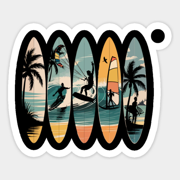 Colorful Surfboard Men Women Kids Surfing Surfer Surfboard Sticker by ism's Store
