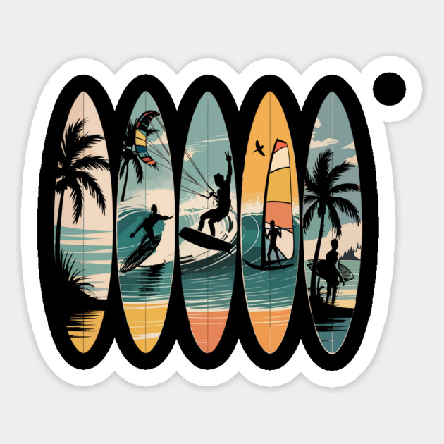 Colorful Surfboard Men Women Kids Surfing Surfer Surfboard Magnet by ism's Store