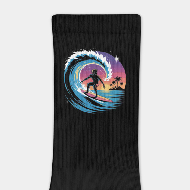 Cosmic Surf Wave Design Retro Vintage Surfer Galaxy Design by ism's Store