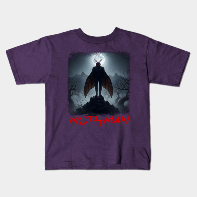 Spooky Mothman Cryptid from Point Pleasant, WV Kids T-Shirt by Luxinda