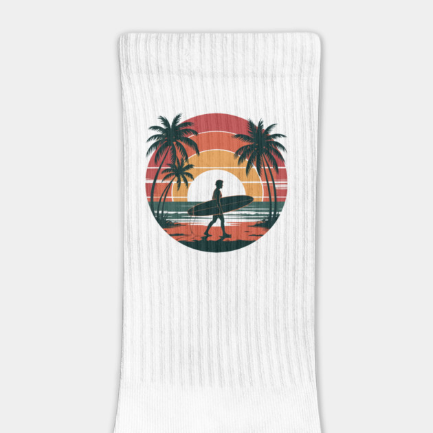 Retro Surfing Sunset Design Vintage Beach Surfer Tee by ism's Store