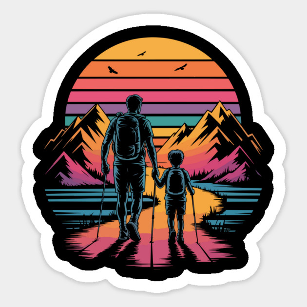 father Son hiking mountain Camping Buddies Son dad Sticker by ism's Store